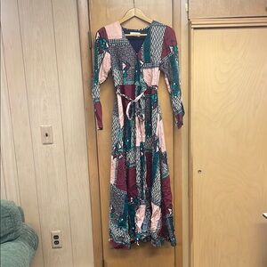 Elegant Long Sleeve Geometric Dress